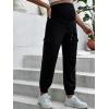 imageFloerns Womens Maternity Drawstring High Waist Solid Ripped SweatpantsBlack