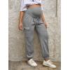 imageFloerns Womens Maternity Drawstring High Waist Solid Ripped SweatpantsGrey Solid