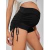 imageFloerns Womens Maternity Elastic High Waisted Ruched Drawstring Biker ShortsBlack