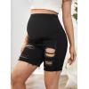 imageFloerns Womens Maternity Ripped Roll Hem Jeans Pregnant Denim ShortsA Black