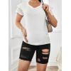 imageFloerns Womens Maternity Ripped Roll Hem Jeans Pregnant Denim ShortsA Black