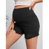 imageFloerns Womens Maternity Ripped Roll Hem Jeans Pregnant Denim ShortsBlack Solid