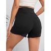 imageFloerns Womens Maternity Ripped Roll Hem Jeans Pregnant Denim ShortsBlack Solid