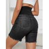 imageFloerns Womens Maternity Ripped Roll Hem Jeans Pregnant Denim ShortsDark Grey