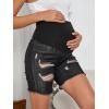 imageFloerns Womens Maternity Ripped Roll Hem Jeans Pregnant Denim ShortsDark Grey