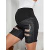 imageFloerns Womens Maternity Ripped Roll Hem Jeans Pregnant Denim ShortsDark Grey