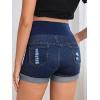 imageFloerns Womens Maternity Ripped Roll Hem Jeans Pregnant Denim ShortsInk Blue