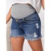 imageFloerns Womens Maternity Ripped Roll Hem Jeans Pregnant Denim ShortsMedium Blue