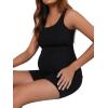 imageFloerns Womens Maternity Scoop Neck Sleeveless Tank Bodycon Romper Short Yoga JumpsuitBlack