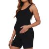 imageFloerns Womens Maternity Scoop Neck Sleeveless Tank Bodycon Romper Short Yoga JumpsuitBlack