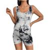 imageFloerns Womens Maternity Scoop Neck Sleeveless Tank Bodycon Romper Short Yoga JumpsuitBlack and White