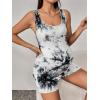 imageFloerns Womens Maternity Scoop Neck Sleeveless Tank Bodycon Romper Short Yoga JumpsuitBlack and White