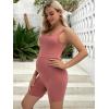 imageFloerns Womens Maternity Scoop Neck Sleeveless Tank Bodycon Romper Short Yoga JumpsuitCoral Pink