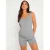 imageFloerns Womens Maternity Scoop Neck Sleeveless Tank Bodycon Romper Short Yoga JumpsuitLight Grey