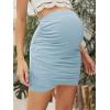 imageFloerns Womens Solid Maternity High Waist Ruched Bodycon Mini SkirtBlue