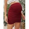 imageFloerns Womens Solid Maternity High Waist Ruched Bodycon Mini SkirtBurgundy