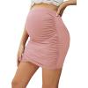 imageFloerns Womens Solid Maternity High Waist Ruched Bodycon Mini SkirtPink