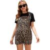 imageFloerns Womens Leopard Print Knot Shoulder Overalls Maternity Cami RompersCamel Multi