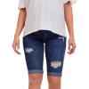 imageFloerns Womens Maternity Colorblock Ripped Roll Up Hem Pregnancy Denim ShortsDark Blue