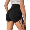 imageFloerns Womens Maternity Elastic High Waisted Ruched Drawstring Biker ShortsBlack
