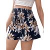 imageFloerns Womens Maternity Floral Print Shirred High Waist Wide Leg ShortsNavy Blue