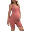 imageFloerns Womens Maternity Scoop Neck Sleeveless Tank Bodycon Romper Short Yoga JumpsuitCoral Pink