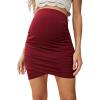 imageFloerns Womens Solid Maternity High Waist Ruched Bodycon Mini SkirtBurgundy