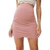 imageFloerns Womens Solid Maternity High Waist Ruched Bodycon Mini SkirtPink