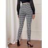 imageFloerns Womens Houndstooth Print Leggings Pregnancy Elastic Waist Skinny PantsBlack and White