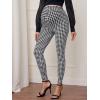 imageFloerns Womens Houndstooth Print Leggings Pregnancy Elastic Waist Skinny PantsBlack and White