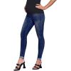 imageFloerns Womens Maternity High Waist Ripped Hem Denim Jeans Pants with PocketA Dark Blue