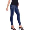 imageFloerns Womens Maternity High Waist Ripped Hem Denim Jeans Pants with PocketA Dark Blue