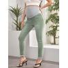 imageFloerns Womens Maternity High Waist Ripped Hem Denim Jeans Pants with PocketArmy Green