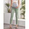 imageFloerns Womens Maternity High Waist Ripped Hem Denim Jeans Pants with PocketArmy Green