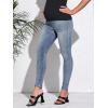 imageFloerns Womens Maternity High Waist Ripped Hem Denim Jeans Pants with PocketBlue Solid
