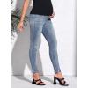 imageFloerns Womens Maternity High Waist Ripped Hem Denim Jeans Pants with PocketBlue Solid