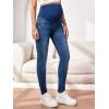 imageFloerns Womens Maternity High Waist Ripped Hem Denim Jeans Pants with PocketLake Blue
