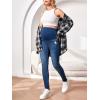 imageFloerns Womens Maternity High Waist Ripped Hem Denim Jeans Pants with PocketLake Blue