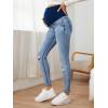imageFloerns Womens Maternity High Waist Ripped Hem Denim Jeans Pants with PocketLight Blue