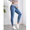 imageFloerns Womens Maternity High Waist Ripped Hem Denim Jeans Pants with PocketMedium Wash