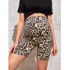 imageFloerns Womens Maternity Leopard Print Elastic High Waist Sporty Biker ShortsA Brown