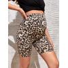 imageFloerns Womens Maternity Leopard Print Elastic High Waist Sporty Biker ShortsA Brown
