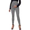 imageFloerns Womens Houndstooth Print Leggings Pregnancy Elastic Waist Skinny PantsBlack and White
