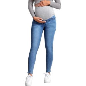 imageFloerns Womens Maternity High Waist Ripped Hem Denim Jeans Pants with PocketMedium Wash