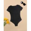 imageFloerns Girls 2 Pcs Short Sleeve Scoop Neck Tee Shirt Bodysuit LeotardBlack and White