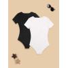 imageFloerns Girls 2 Pcs Short Sleeve Scoop Neck Tee Shirt Bodysuit LeotardBlack and White