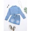imageFloerns Girls 2 Piece Outfit Collared Button Up Long Sleeve Denim Jacket And Short Skirt Set Light Wash 1112Y