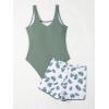 imageFloerns Girls Boho Tropical Print Sleeveless One Piece Swimsuits with Shorts Cover UpGreen Multi