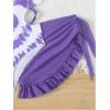 imageFloerns Girls Cut Out Ruffle Trim One Piece Swimsuit with Cover Up SkirtsPurple