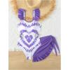 imageFloerns Girls Cut Out Ruffle Trim One Piece Swimsuit with Cover Up SkirtsPurple
